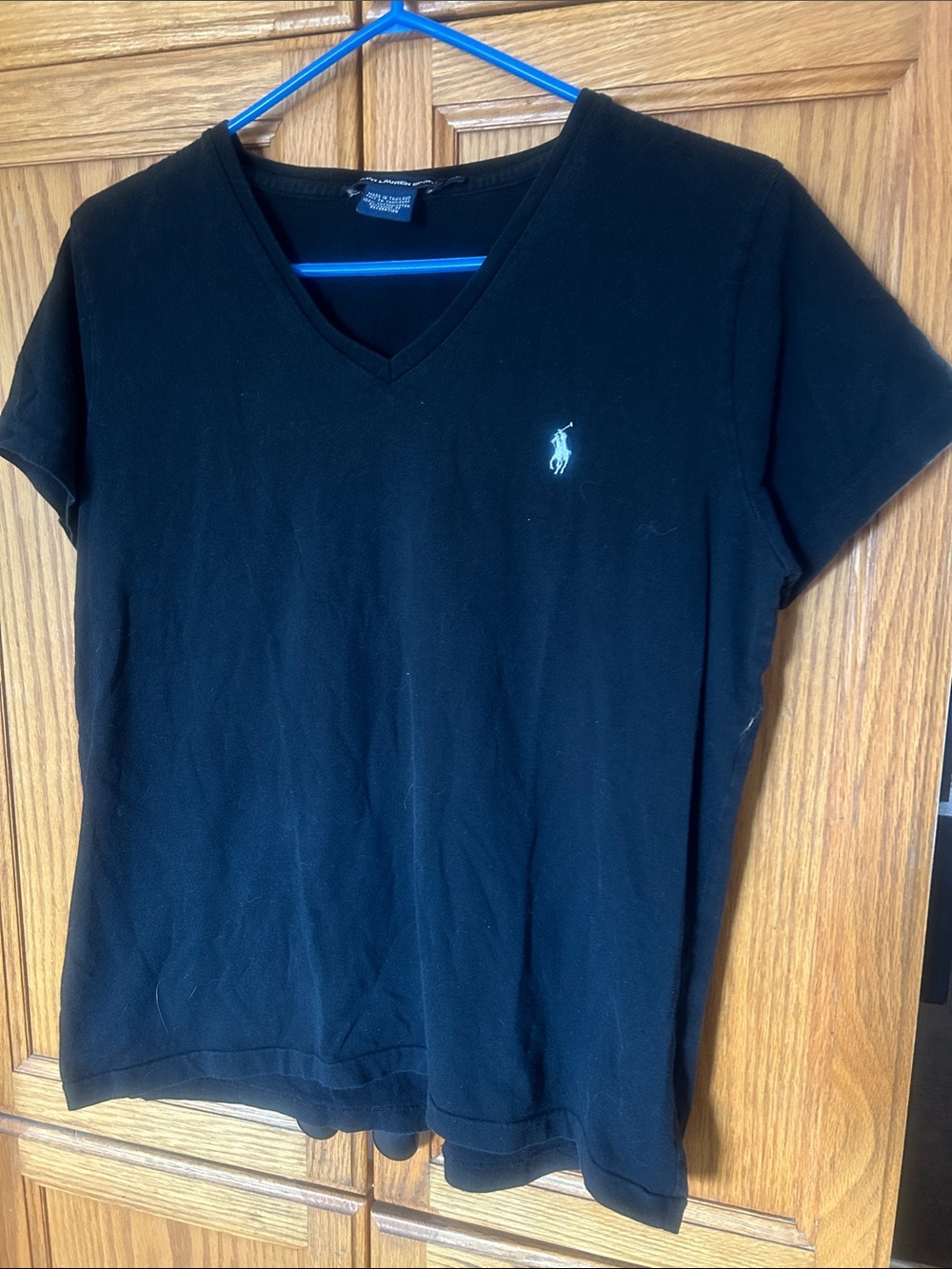 Ralph Lauren Black V-Neck Tee with White Polo Pony